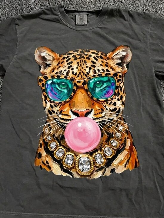 Comfort Colors Other - Leopard Bubblegum T-shirt, Sunglasses Big Cat Graphic Shirt
